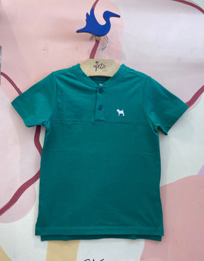 Camiseta Manga Curta Menino Charpey Lisa com Botoes