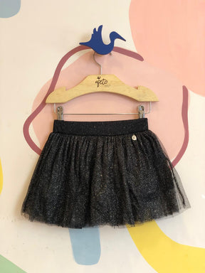 Saia menina Kiki Xodo Tule Glitter Preto