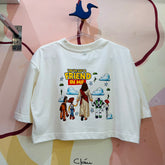 Blusa cropped Adulto Feminina Manga Curta Off Toy Story e Jesus