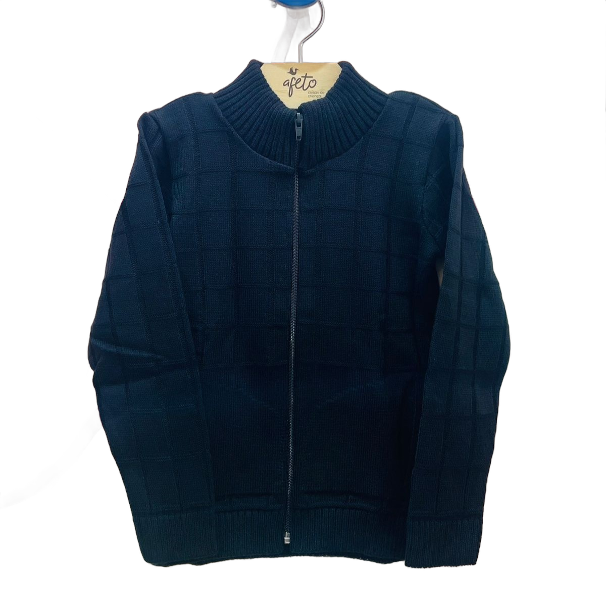 Jaqueta Tricot Infantil Menino Inverno Com Bolso Preto Lorenzo