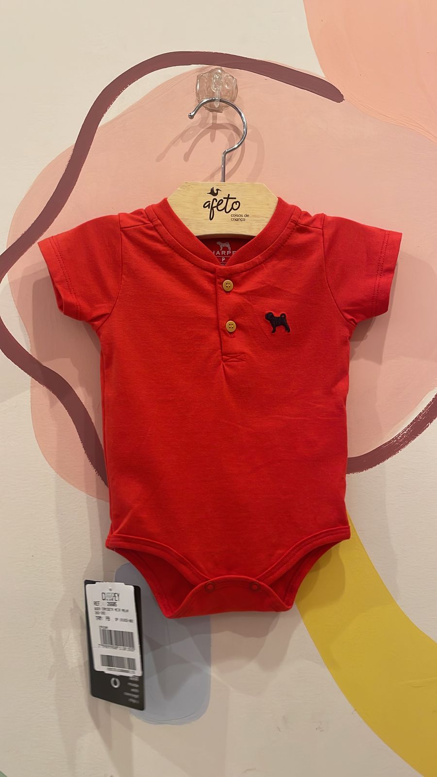 Body Manga Curta Charpey Infantil Masc Liso Botoes