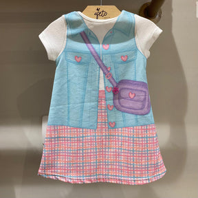 Vestido Manga Curta menina Mochilinha Mon Sucre