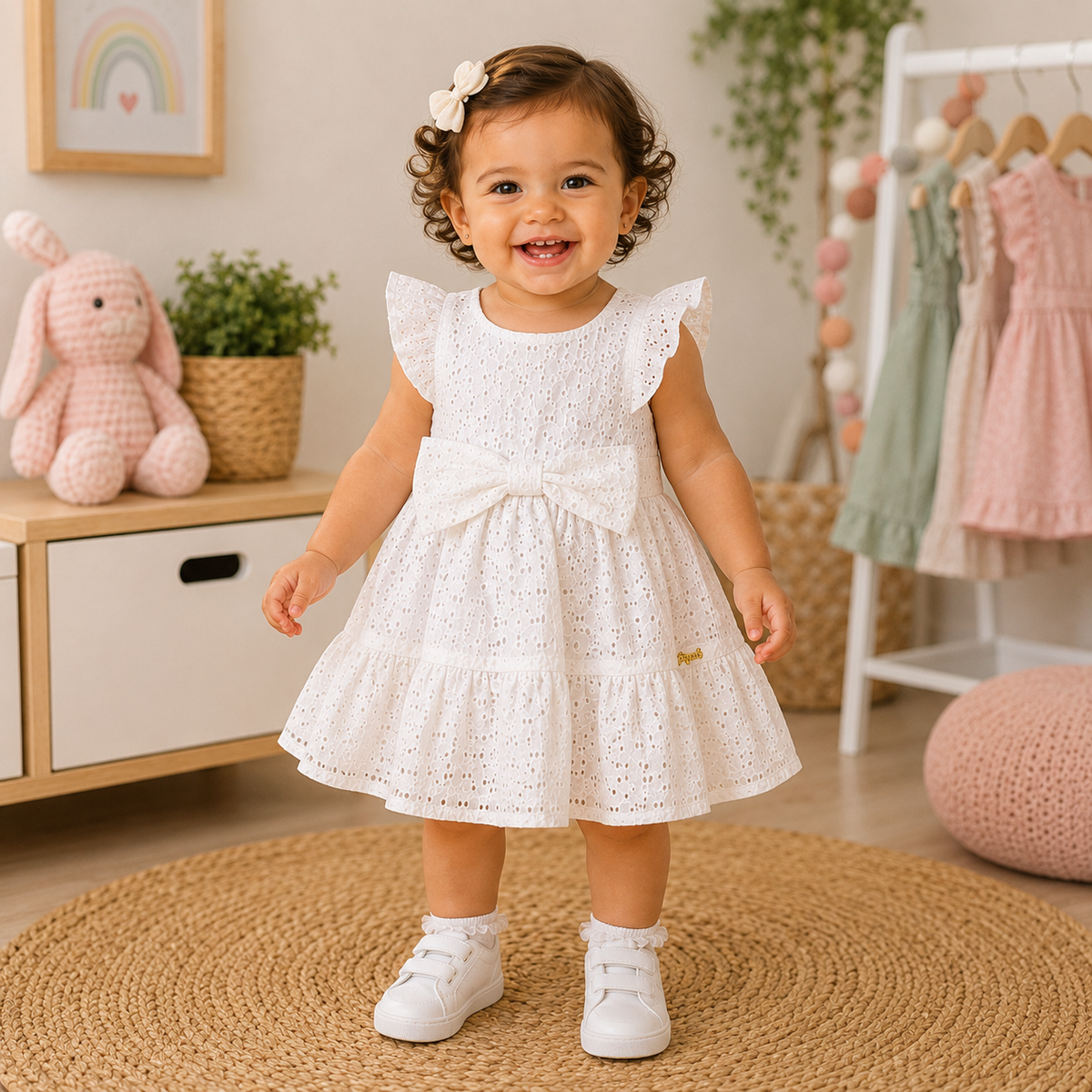 Vestido Manga Curta Menina Momi Laise Laco