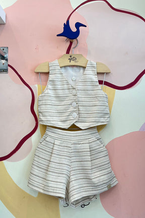 Conjunto Regata Shorts Malagah Menina Listrado Colete