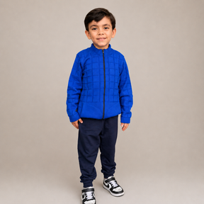 Jaqueta Tricot Infantil Menino Inverno Com Bolso Azul Lorenzo