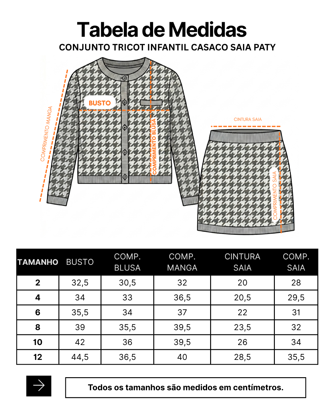 Conjunto Tricot Infantil Menina Casaco Saia Marinho Feminino Paty