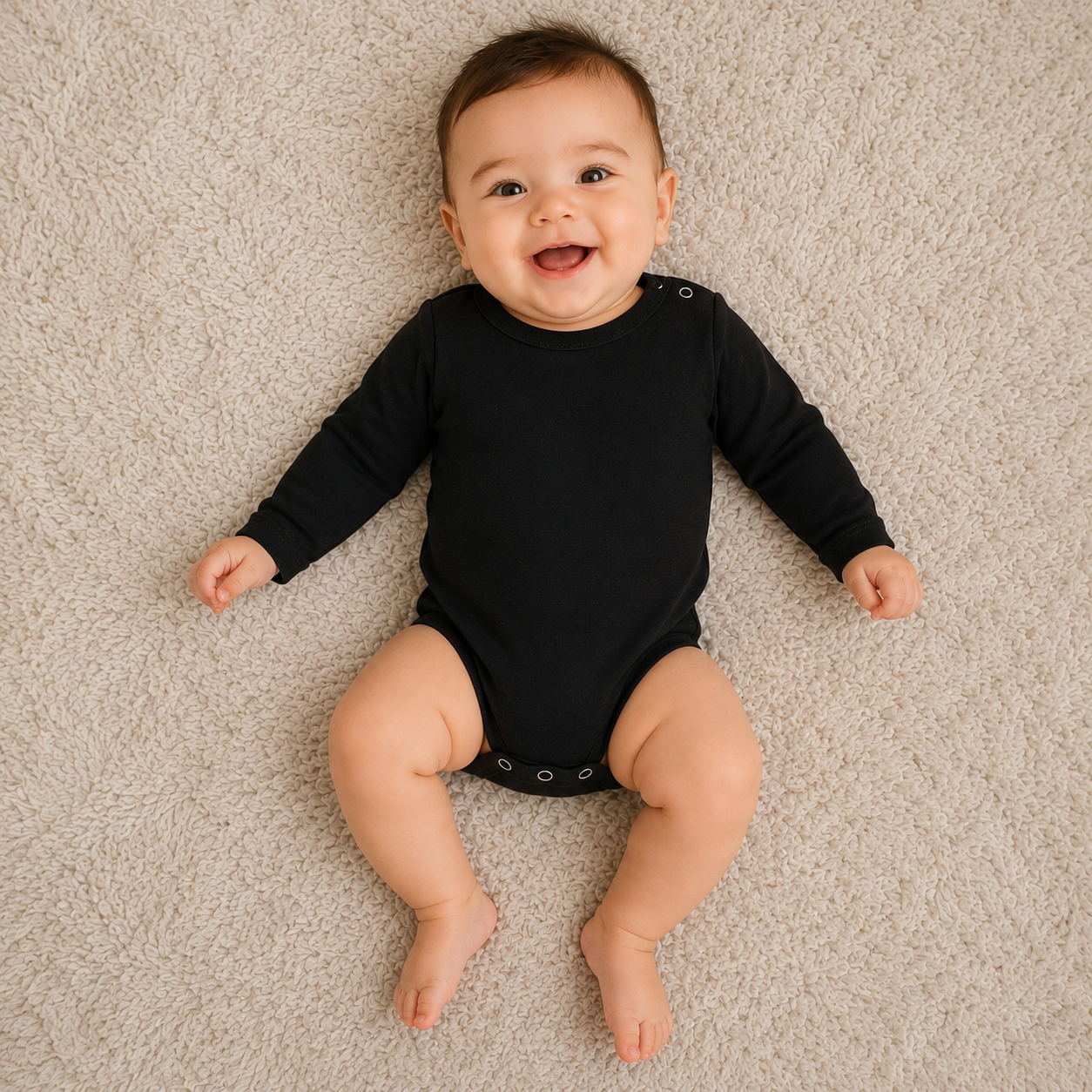 Body Bebe Manga Longa Suedine Preto Pingo Lele
