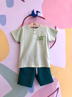 Conjunto Manga Curta Bermuda menino Calif Botoes