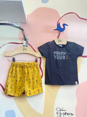 Conjunto Manga Curta Bermuda Kaiani Infantil menino Farol