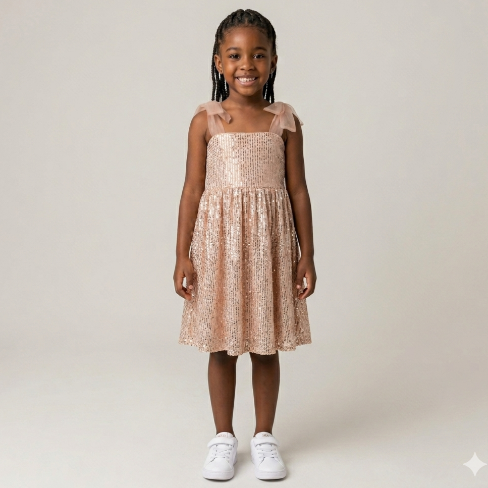 Vestido Regata Menina You+Me Paetê Nude