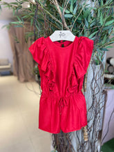 Macaquinho Regata Charpey Infantil Fem Babado Vermelho