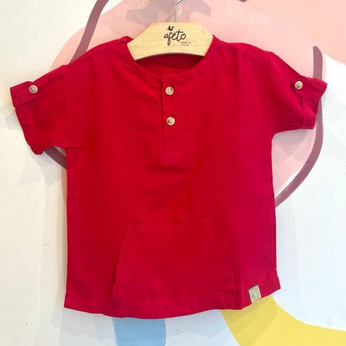 Camiseta Manga Curta Boy Joy Infantil Menino Viscose Vermelho