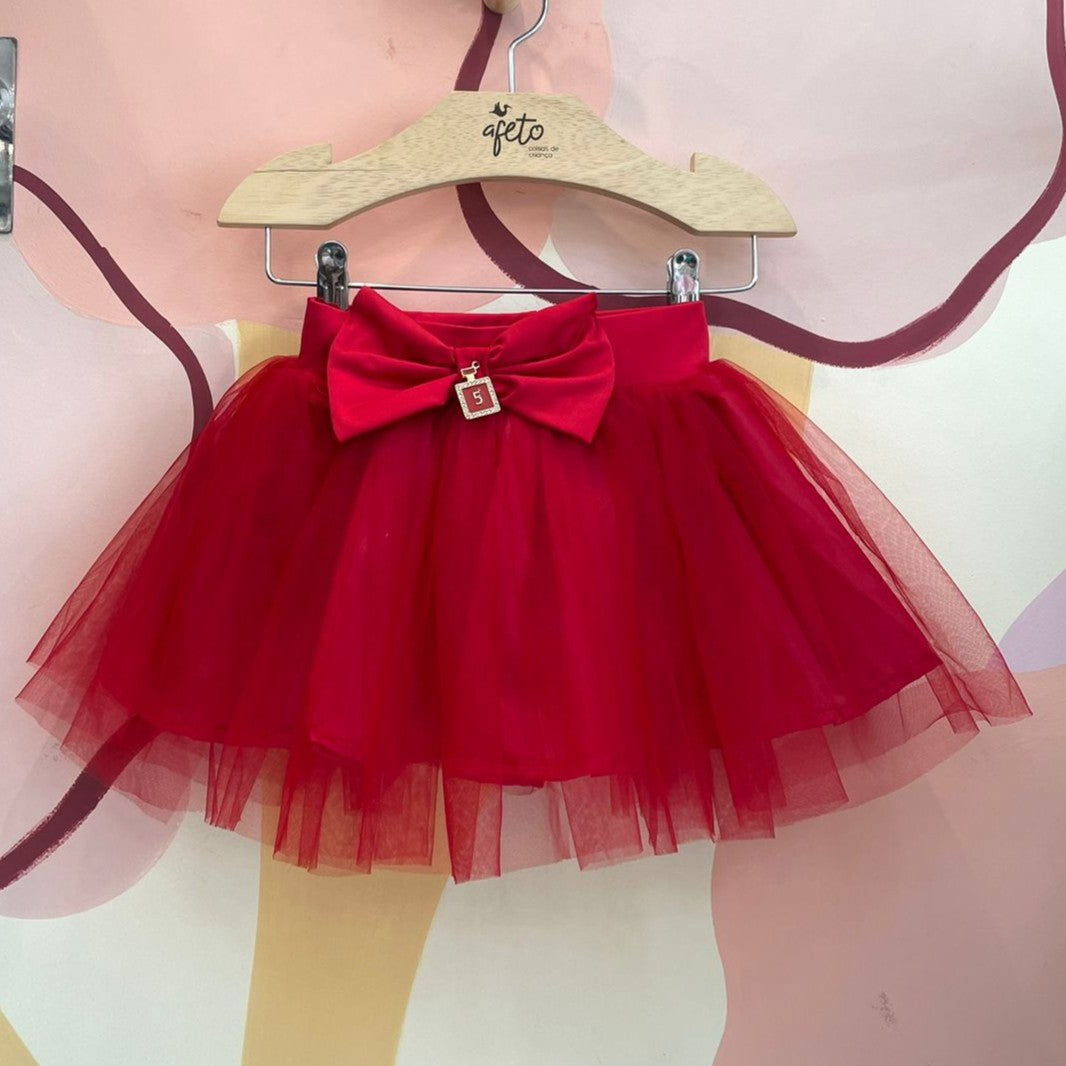 Saia Yoyo menina Tule Vermelho