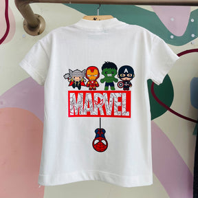 Camiseta Infantil Menino Manga Curta Off White Marvel