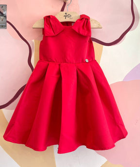 Vestido Festa Regata Malagah Infantil Fem Lacos Ombrinho Vermelho