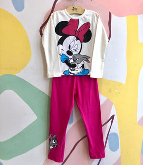 Conjunto Manga Longa Calça Disney menina Leing Minnie Coelhinha