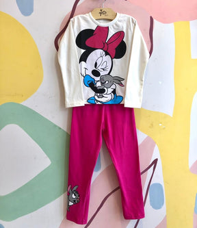 Conjunto Manga Longa Calça Disney menina Leing Minnie Coelhinha