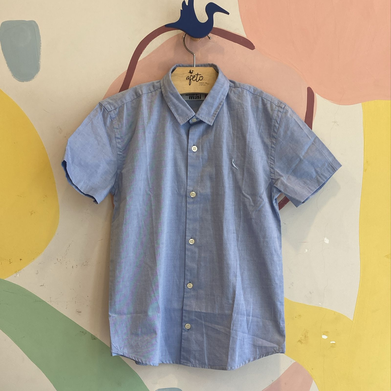 Camisa manga curta Reserva menino Oxford Azul