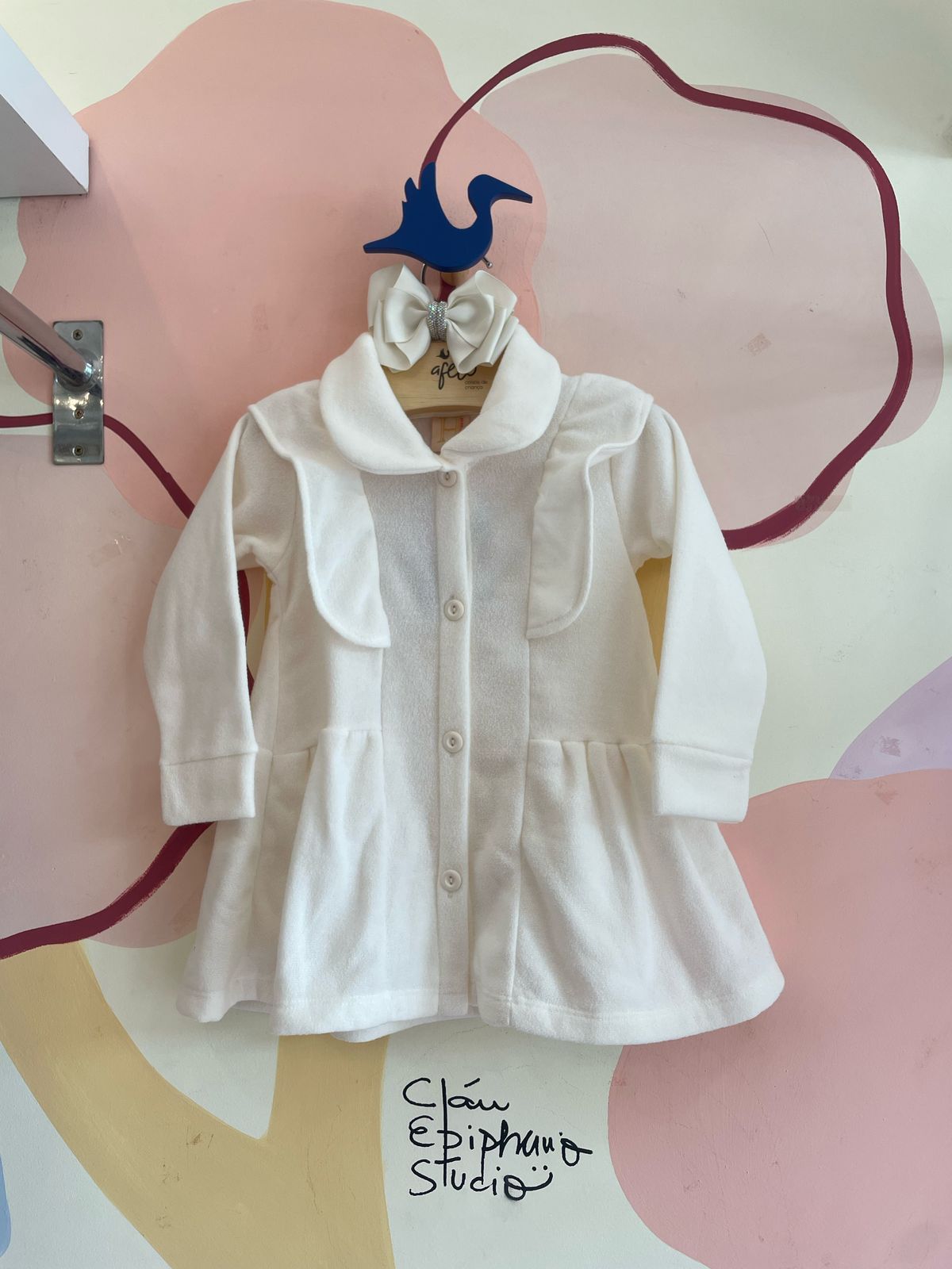 Casaco Manga Longa menina Sobretudo Babados