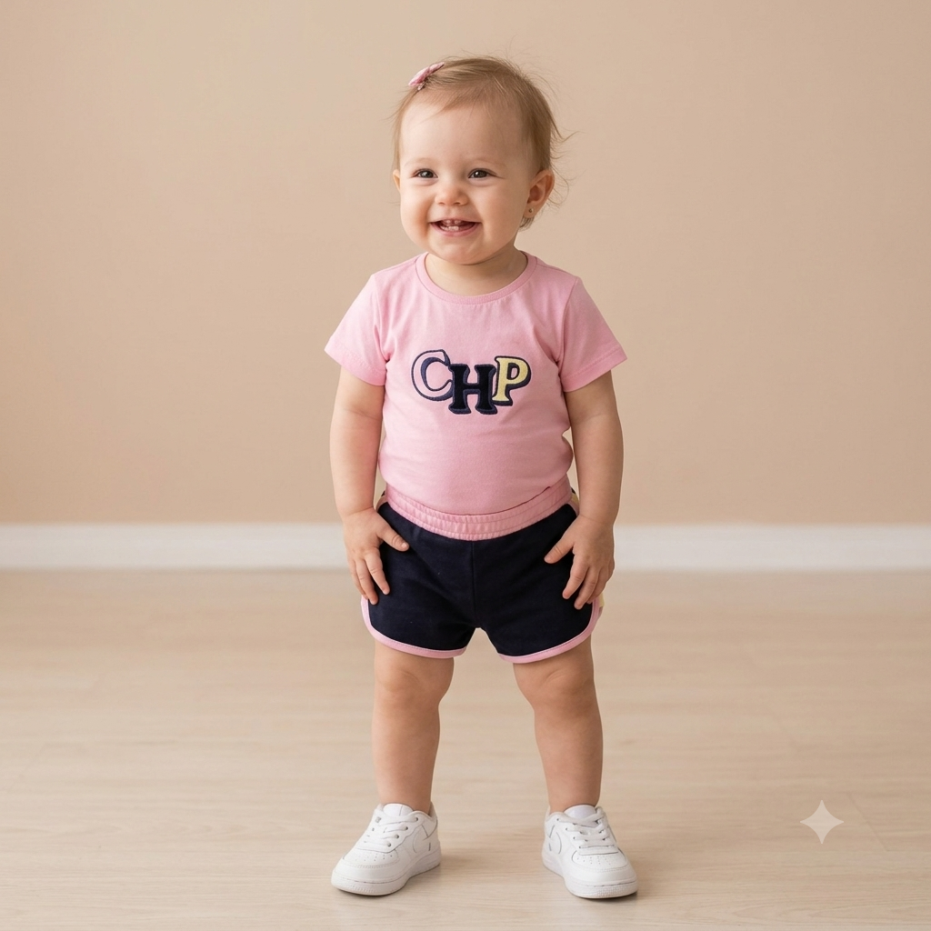 Conjunto Manga Curta Shorts Charpey Infantil menina