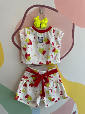 Conjunto Regata Shorts Bambolina Infantil menina Love