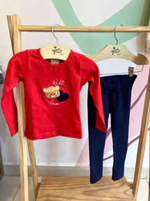 Conjunto Manga Longa Calça menina Ursinha Coracao
