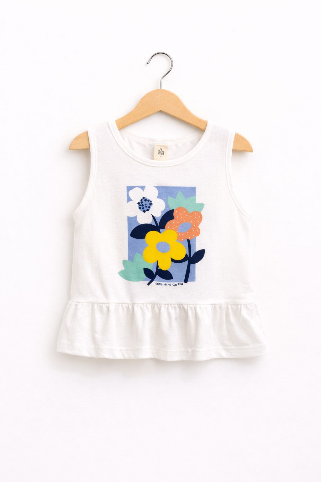 Blusa Manga Curta Infantil Hering Flores Algodão Off White