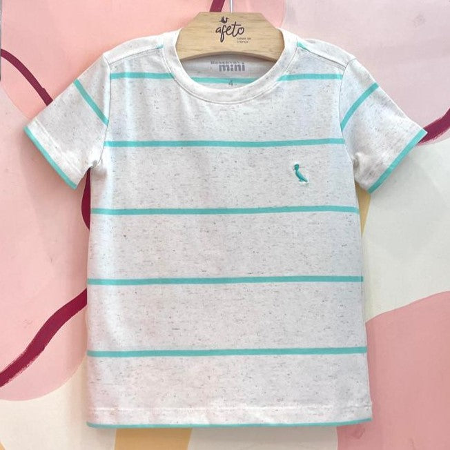 Camiseta Manga Curta Reserva Menino Mesclada Listras Agua