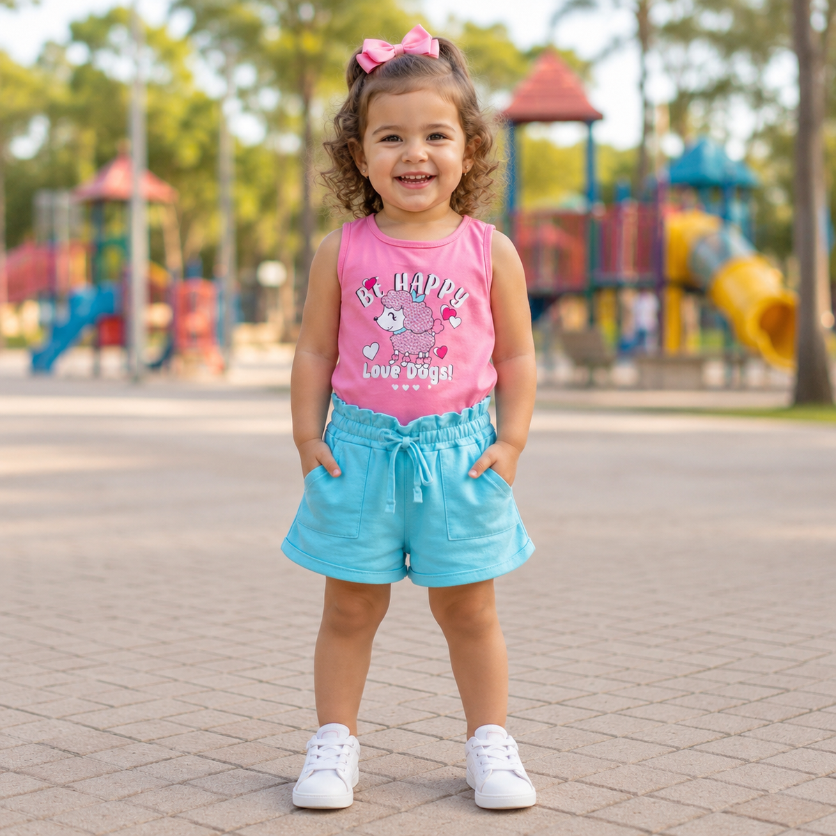 Conjunto regata Shorts menina Cachorrinha