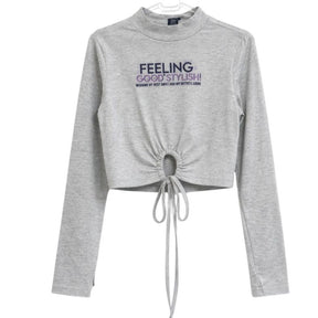 Blusa Manga Longa Juvenil Menina Feeling Algodão Cinza