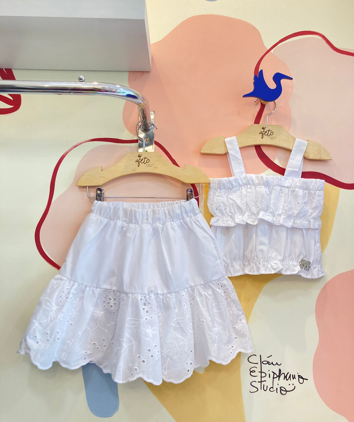 Conjunto Regata Saia Momi Infantil menina Lasie Branco