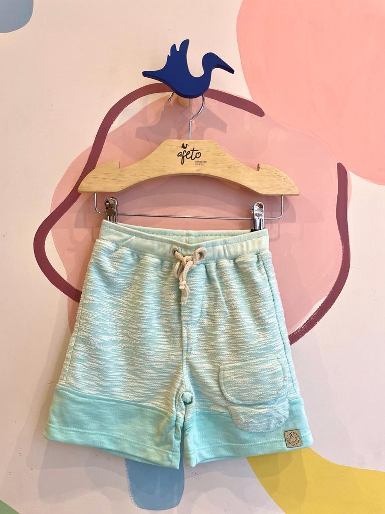 Bermuda Boy Joy Infantil Menino Riscadinho Bolso Verde Agua