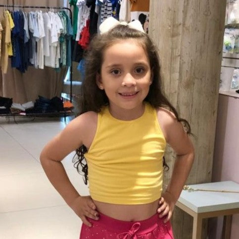 Blusa regata menina You+Me Cropped Liso amarelo