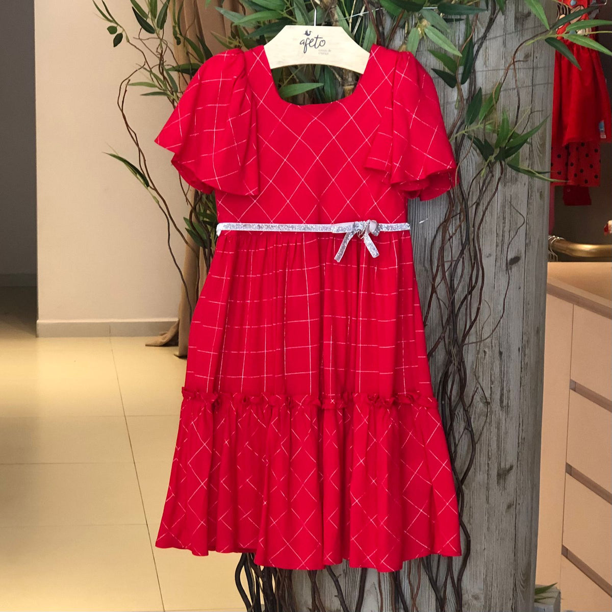 Vestido Manga Curta Petit Cherie Infantil Fem Quadriculado Prata