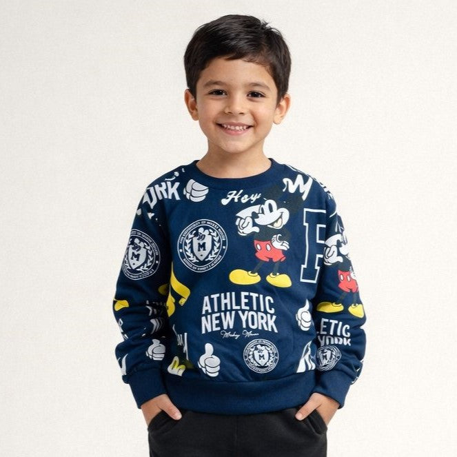 Blusa de Moletom Casaco Infantil Menino Mickey Marinho