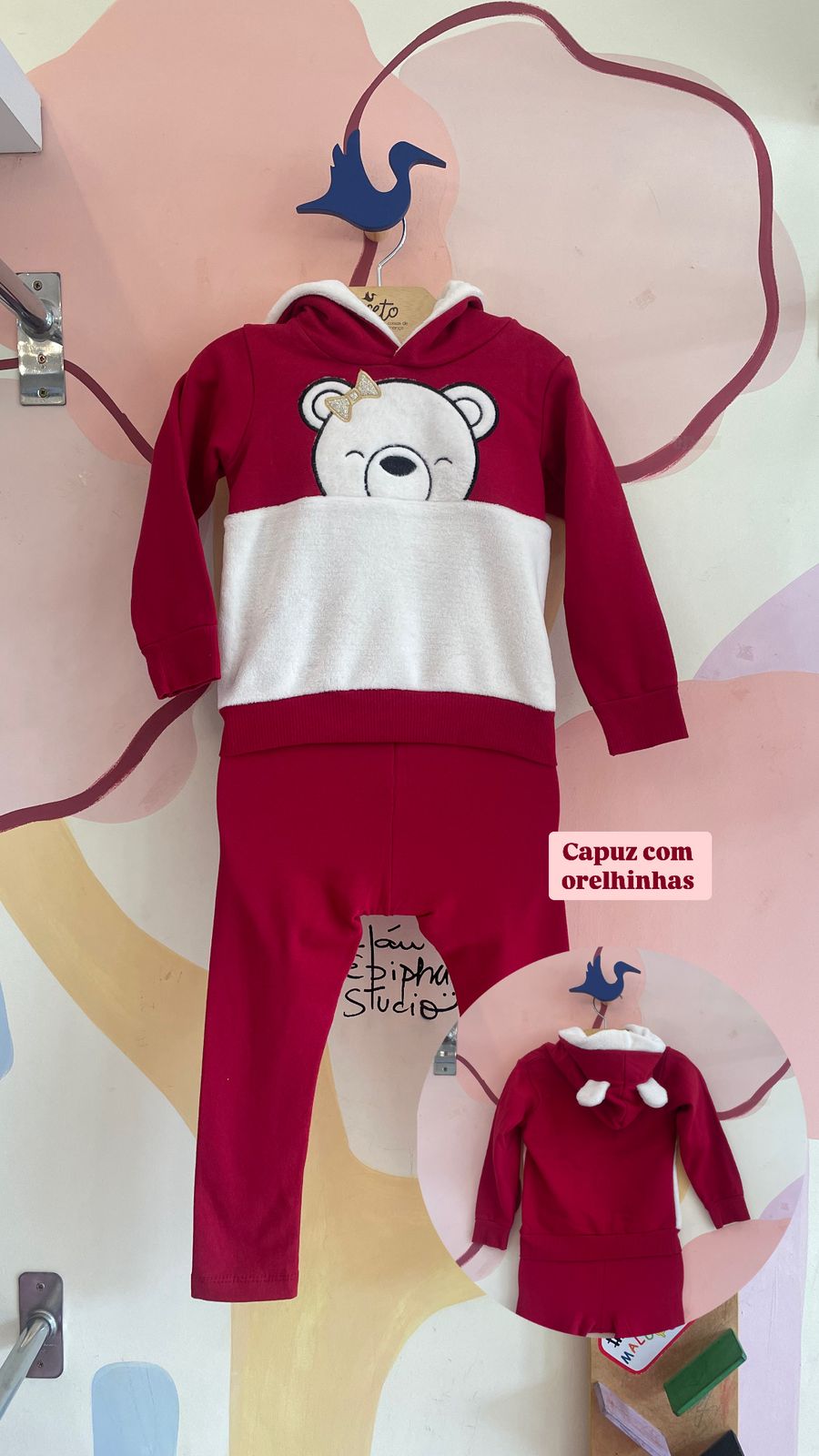 Conjunto Manga Longa Calça menina Ursinha Orelhinha