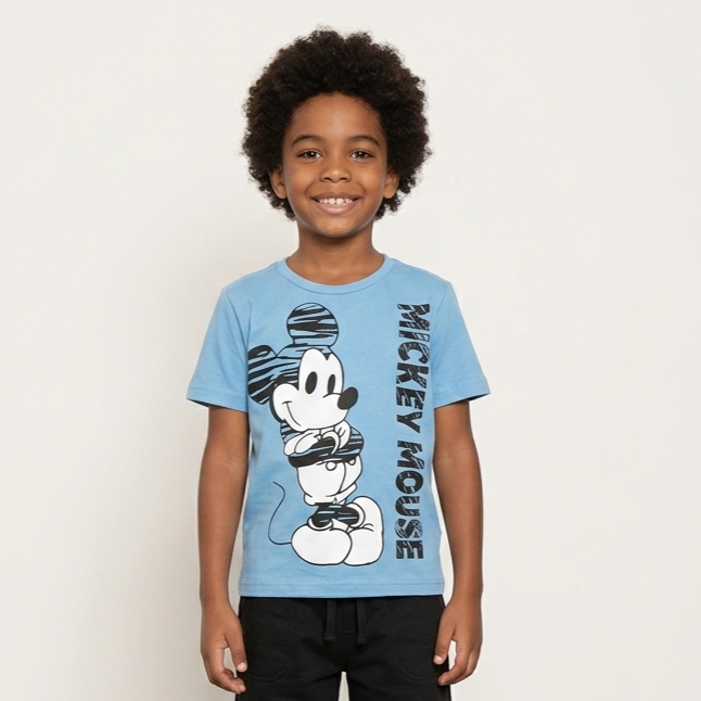 Camiseta Infantil Masculino Manga Curta Disney Menino Mickey Azul