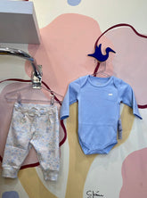 Conjunto Body Manga Longa Calça Hug Infantil Fem Suedine Flores