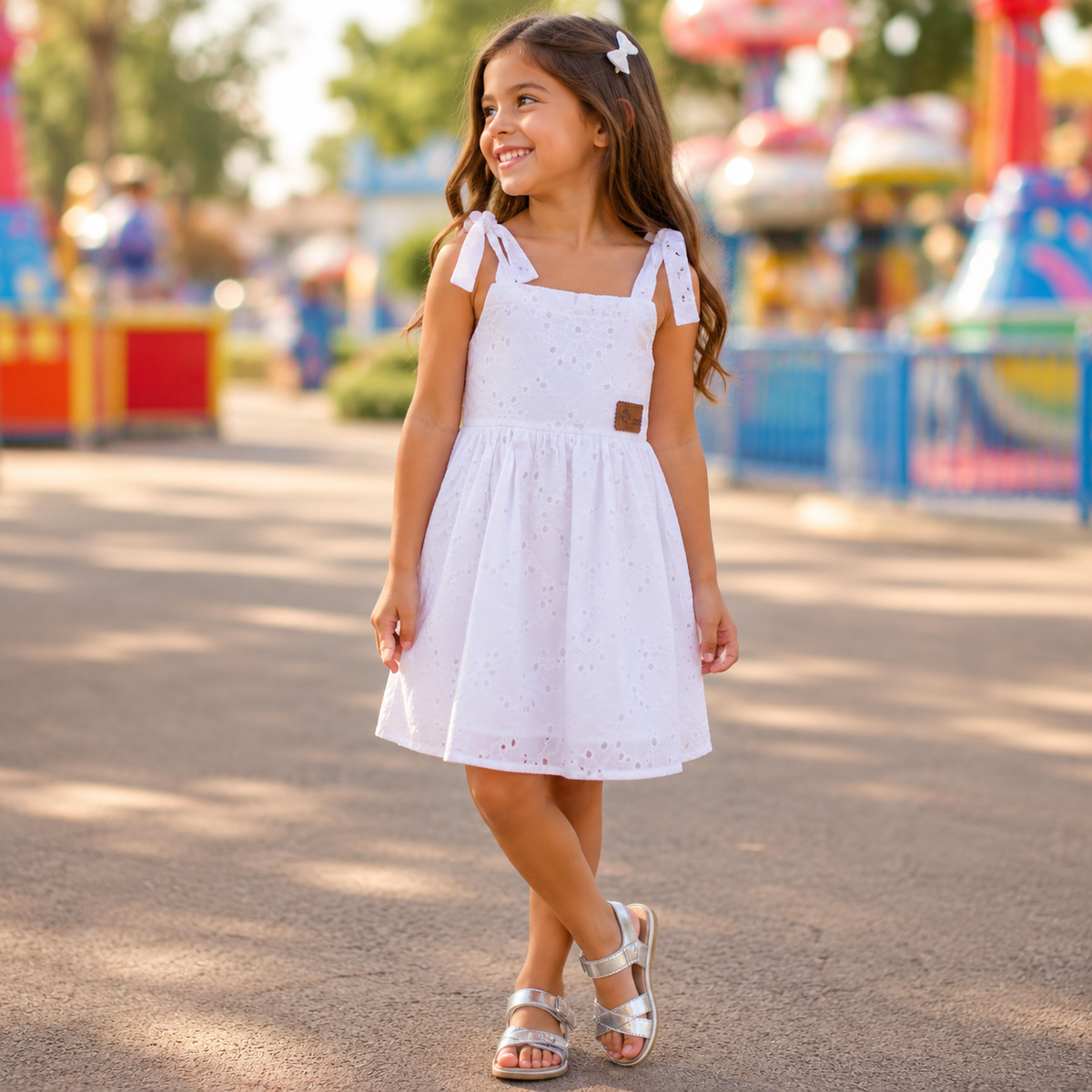 Vestido Manga Curta Malagah Infantil Fem Lasie Branco