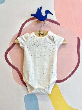 Body Manga Curta Momi Infantil Fem Strass
