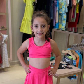 Top Infantil Menina Ginástica Praia Liso Rosa