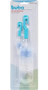 Kit Escova para Limpeza de Mamadeira Buba Azul 2 pecas