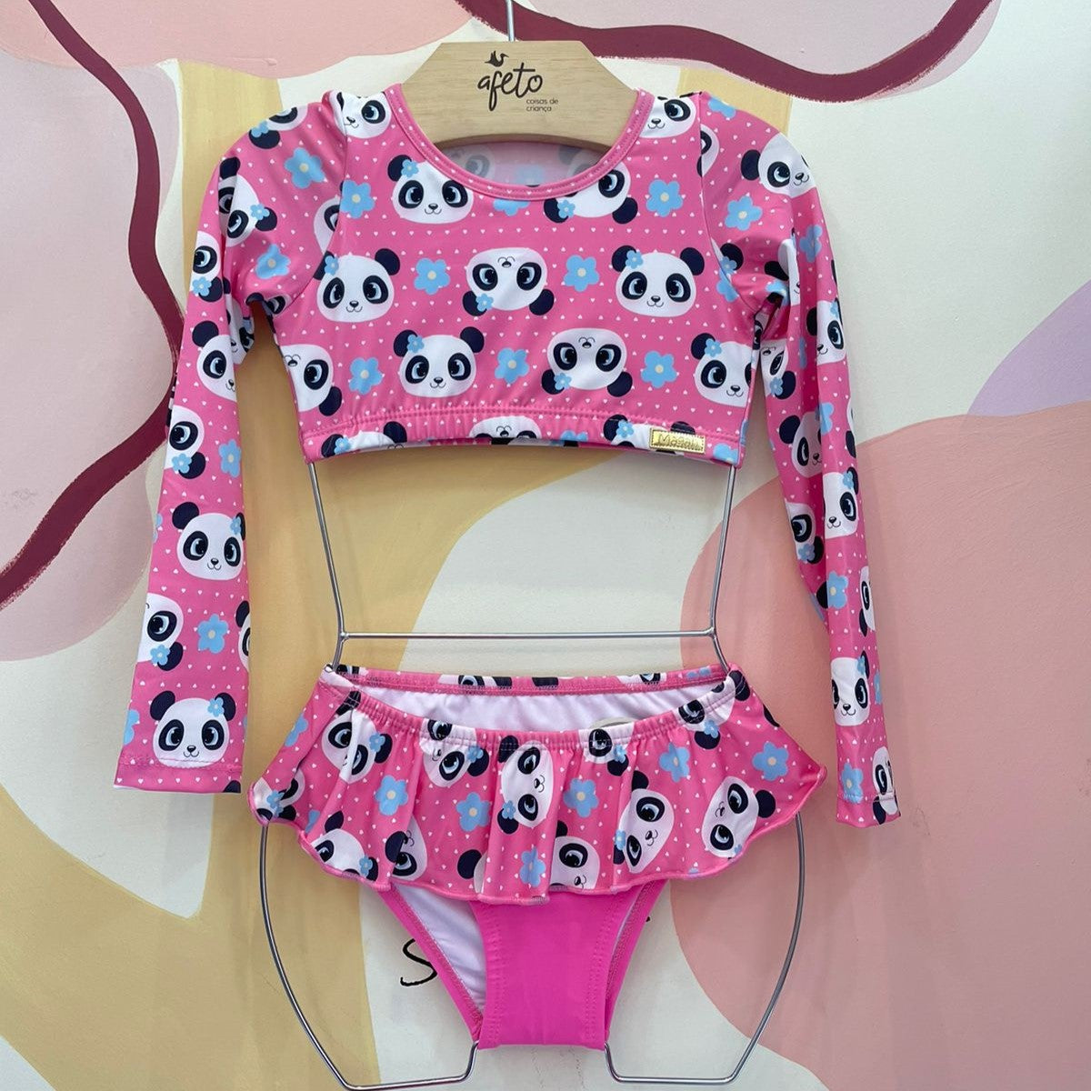 Biquini Magah menina Panda Babados Manga Longa Uv