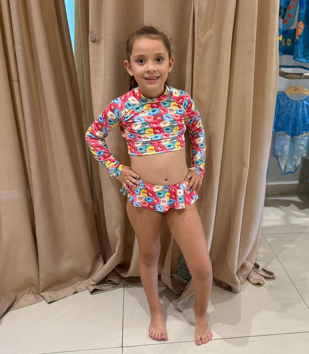 Biquini Marujos & Sereias Menina Donuts rosa azul