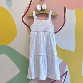 Vestido Regata Boca Grande Infantil Fem Midi Liso Branco