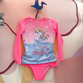 Biquini Manga Longa Bograntex Infantil Fem Blusa Unicornio Sereia