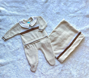 Saida Maternidade Manga Longa Menino Hug Listras Gola