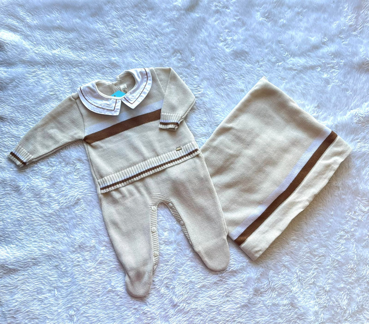 Saida Maternidade Manga Longa Menino Hug Listras Gola