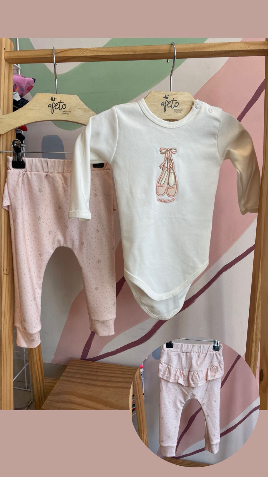 Conjunto manga longa Body Calça Mini & Co Fem Bailarina