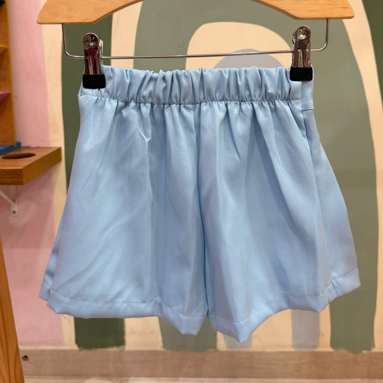 Shorts Saia Plissada Infantil Menina Colegial Azul